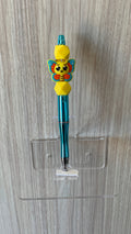 Handmade Kawaii Bee Butterfly Beaded Pen - Teal & Yellow