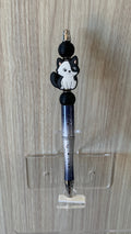Handmade Kawaii Tuxedo Cat Beaded Pen - Galaxy Blue & Black