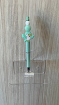 Handmade Kawaii Bird & Pom Pom Beaded Pen - Mint Green
