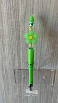 Handmade Lime Green Daisy Beaded Pen – Bright & Cheerful