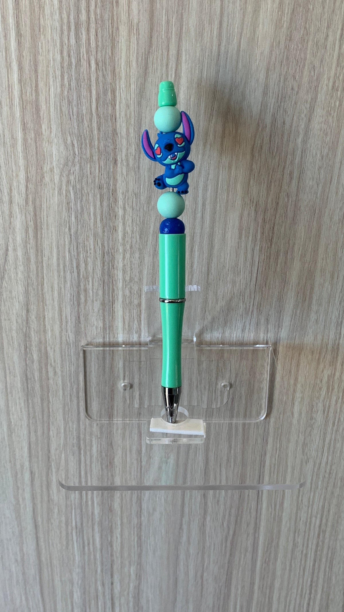 Handmade Stitch Figure Beaded Pen - Mint Green & Blue
