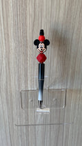 Handmade Mickey Mouse Beaded Pen - Black & Red