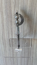 Beaded Pen - Silver Pearl Crescent Moon Clear Bead