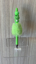 Fluffy Pen - Lime Green Smiling Frog Charm