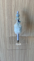 Fluffy Pen - Blue T-Rex Dinosaur Charm with Polka Dot Topper