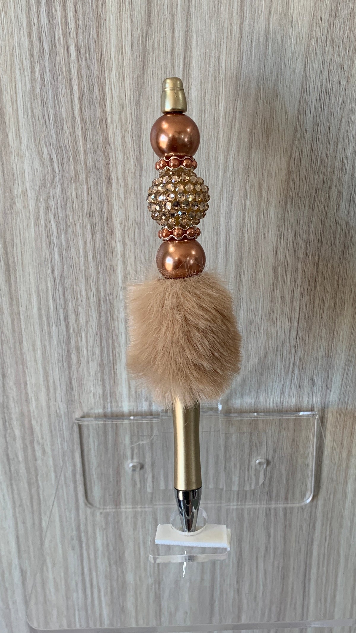 Fluffy Pen - Gold Rose Gold Rhinestone Disco Ball Beaded