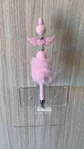 Fluffy Pen - Pink Angel Wings Charm