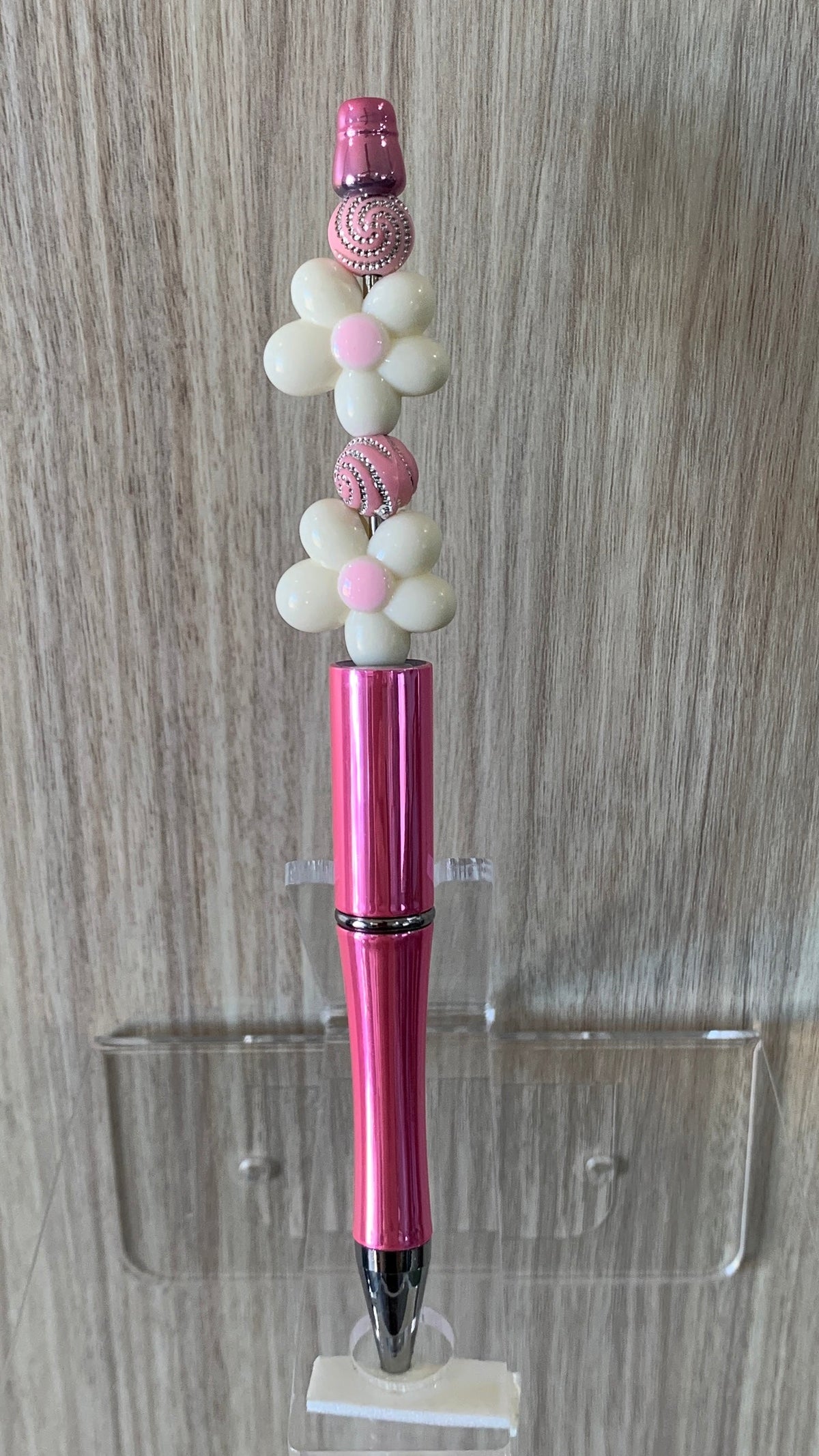 Pink Flower Beaded Pen