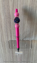 Handmade Galaxy Rhinestone Beaded Pen - Hot Pink & Midnight Purple