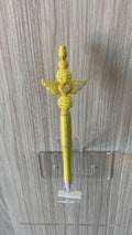 Handmade Angel Wings & Rhinestone Beaded Pen - Butter Yellow