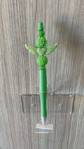 Handmade Angel Wings & Rhinestone Beaded Pen - Mint Green