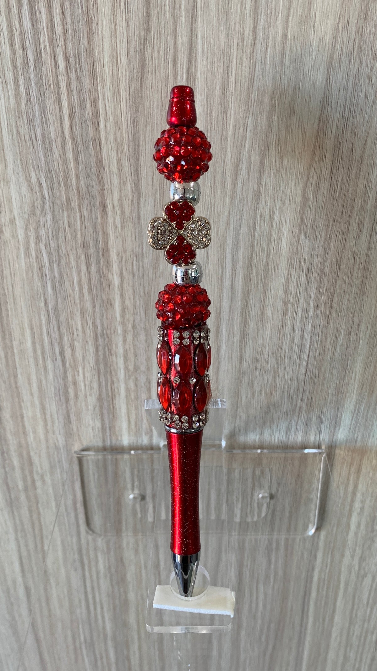 Handmade Red Crystal Rhinestone Luxury Beaded Pen - Deep Red