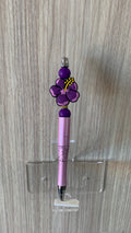 Handmade Hibiscus Flower Beaded Pen - Lavender & Deep Purple