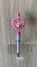 Handmade Open Heart Galaxy Rhinestone Beaded Pen - Pink Ombre