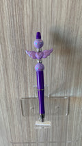 Handmade Angel Wings Beaded Pen - Deep Purple & Lavender