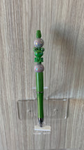 Handmade Frog Charm Iridescent Beaded Pen – Forest Green