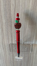 Handmade Buffalo Check Apple Beaded Pen - Red & Black