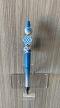 Handmade Snowflake Tassel Beaded Pen - Sky Blue Ombre