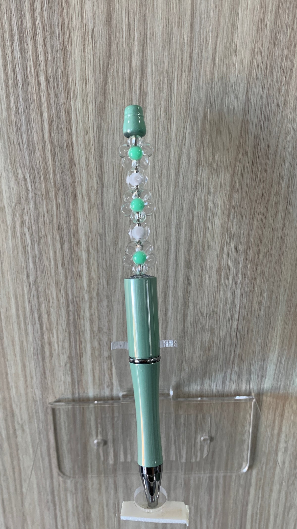 Handmade Crystal Daisy Chain Beaded Pen – Mint Green