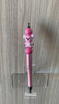 Beaded Pen - Pearlescent Pink Kawaii Koala Charm Hot Pink Glossy Ball Beads
