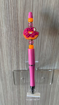 Handmade Donut Charm Beaded Pen – Hot Pink & Orange