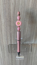 Handmade Pink Daisy Flower Beaded Pen – Soft Pink
