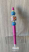 Handmade Floral Cube Beaded Pen – Pink & Blue