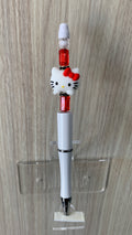Handmade Hello Kitty Charm Beaded Pen - White & Red