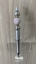 Handmade Crystal Snowball Beaded Pen – Silver