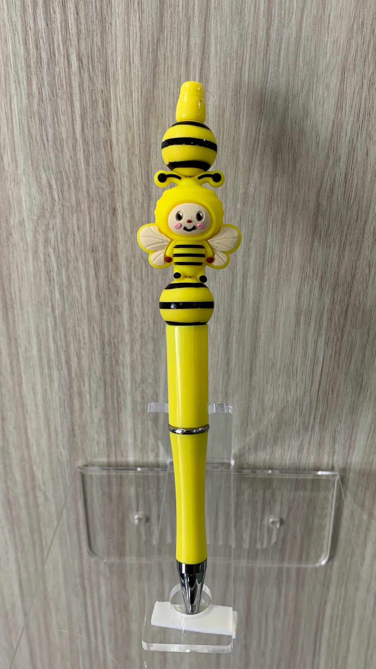 Handmade Kawaii Bumble Bee Beaded Pen - Yellow & Black