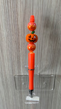 Handmade Halloween Jack-O'-Lantern Beaded Pen - Orange