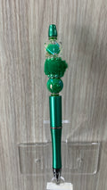 Handmade Pom Pom & Aurora Borealis Beaded Pen - Teal Green