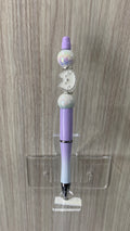 Beaded Pen - Lavender White Ombre Pearl Clear Beads