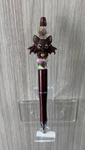 Handmade Cute Bat Charm Beaded Pen – Dark Brown