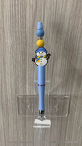 Handmade Snowman Charm Beaded Pen – Sky Blue