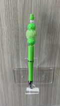 Handmade Iridescent Pearl & Pom Pom Beaded Pen - Lime Green