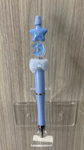 Handmade Star & Cloud Pom Pom Beaded Pen - Powder Blue