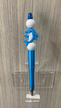 Handmade Kawaii Dolphin Beaded Pen - Sky Blue & White