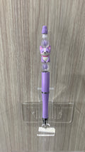 Handmade Kawaii Cat & Crystal Beaded Pen - Lavender & Purple