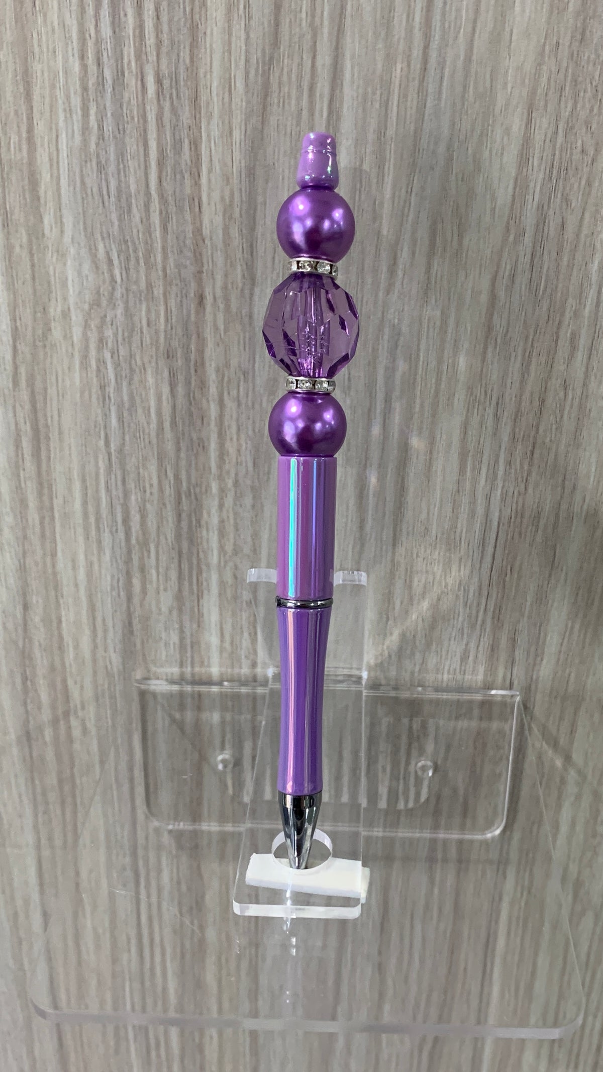 Handmade Purple Pearl & Crystal Beaded Pen