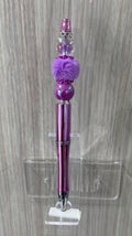 Handmade Pom Pom & Pearl Beaded Pen - Lilac & Purple