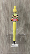 Handmade Kawaii Reading Duck Beaded Pen - Butter Yellow
