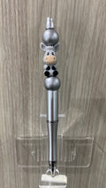 Handmade Kawaii Cow Beaded Pen - Silver & Grey