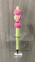 Handmade Hot Air Balloon & Pom Pom Beaded Pen - Butter Yellow & Pink