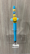 Handmade Kawaii Bee Beaded Pen - Sky Blue & Yellow