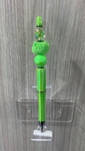 Handmade Pom Pom & Pearl Beaded Pen - Lime Green