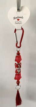 Red Fox Frosted Star Beaded Tassel Keychain
