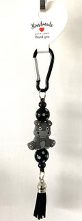 Grey Hippo Polka Dot Carabiner Tassel Keychain