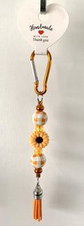 Sunflower Buffalo Check Gold Carabiner Tassel Keychain
