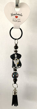 Border Collie Beaded Tassel Keychain